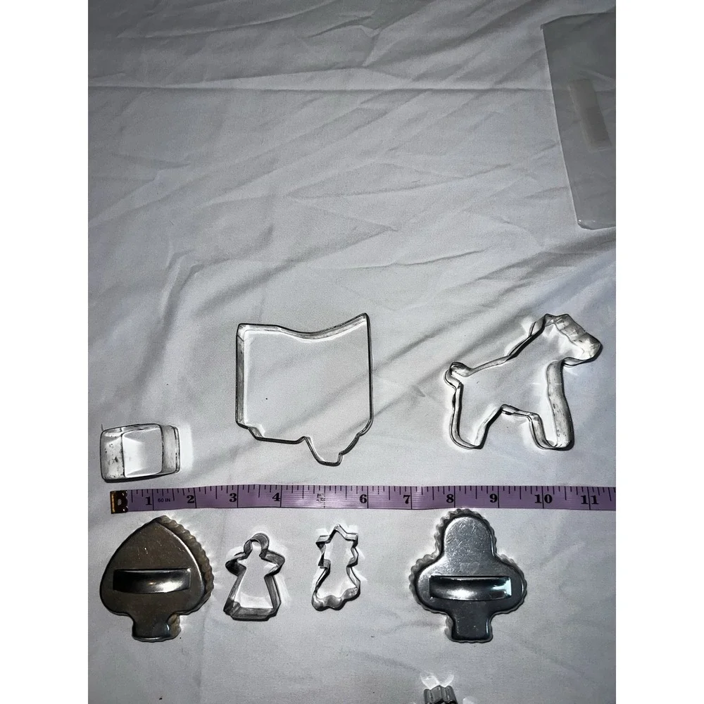 VTG‎ Aluminum Cookie Cutter Lot 9pc Ohio State Teddy Bear Spade Club Dog Heart